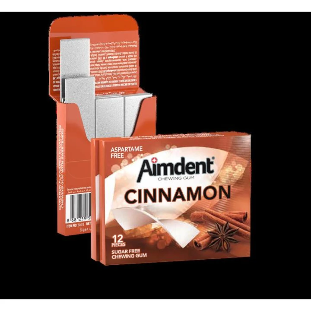 Aimdent Cinnamon Sugar Free Chewing Gum 12 Pcs