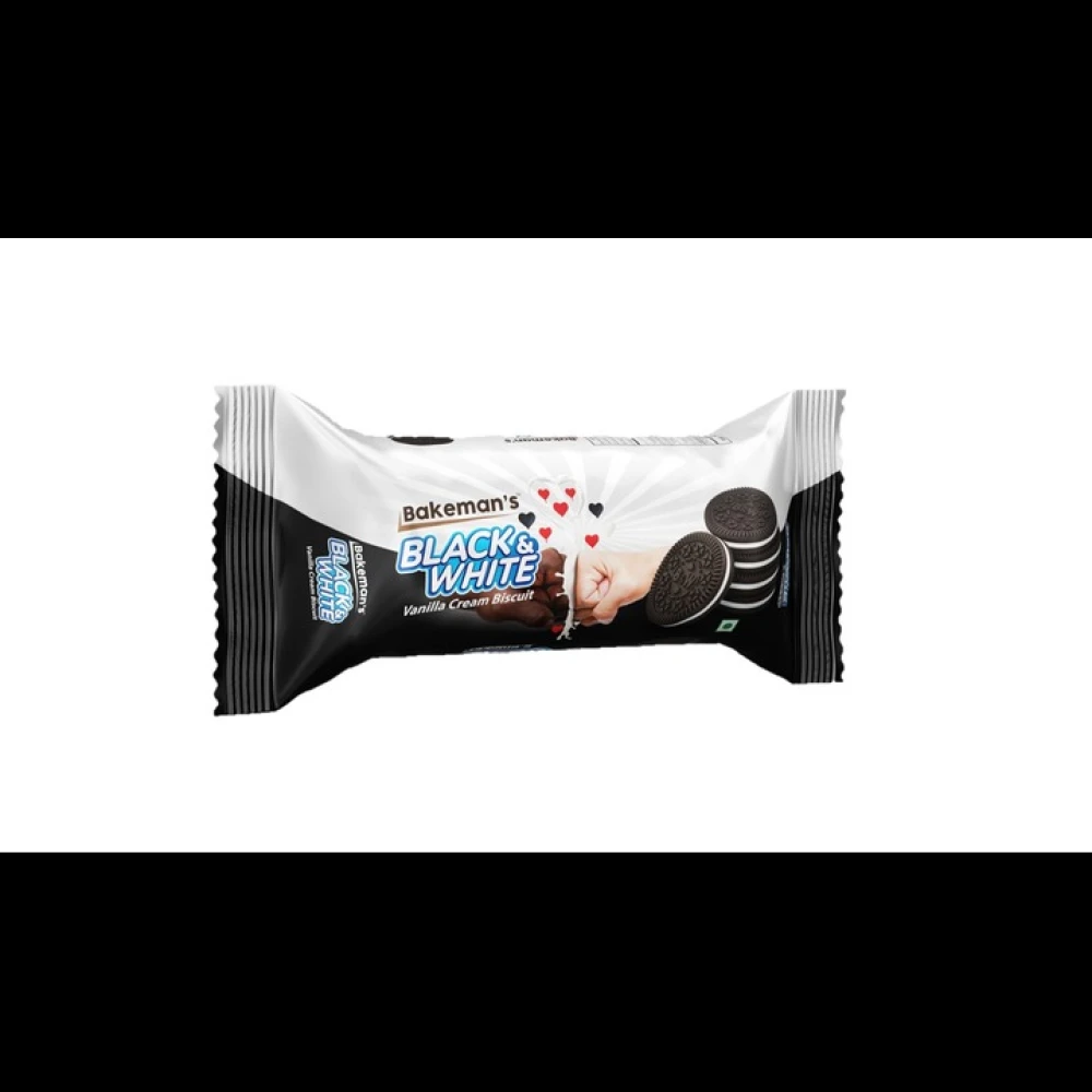 Bakemans Black & White Vanila Cram Biscuit 53g