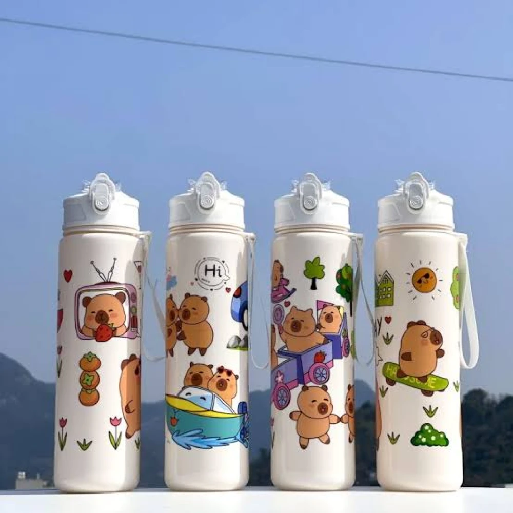 Capybara Cute Water Bottle with Straw 800ml