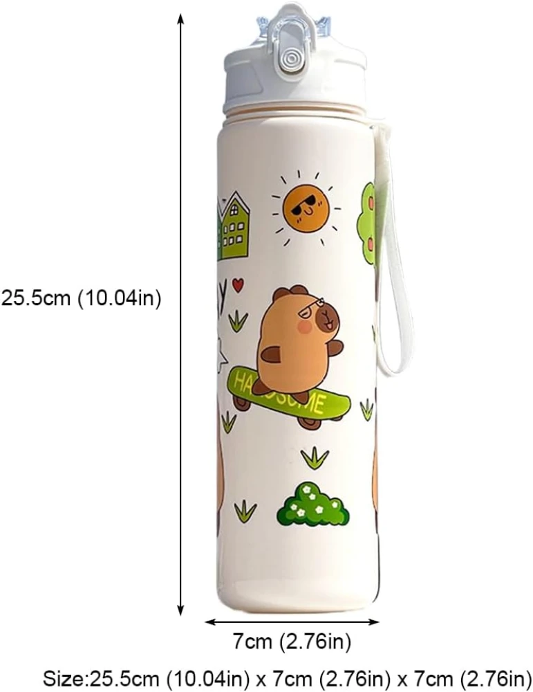 Capybara Cute Water Bottle with Straw 800ml
