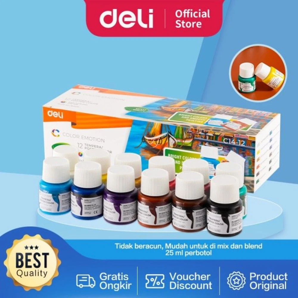 Deli Color Emotion Tempera/Poster Color 12pcs C14-12