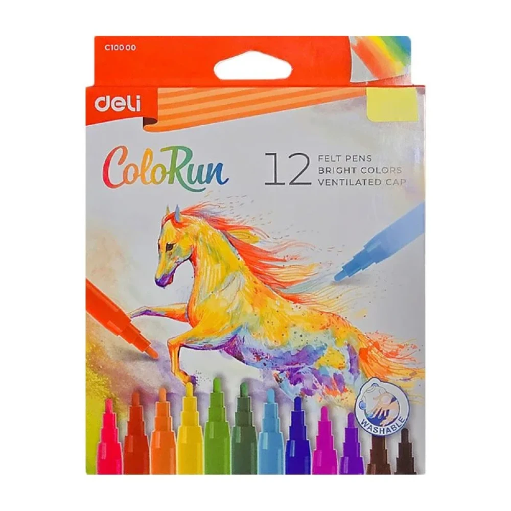 Deli Felt Coloring Pens 12 Colours