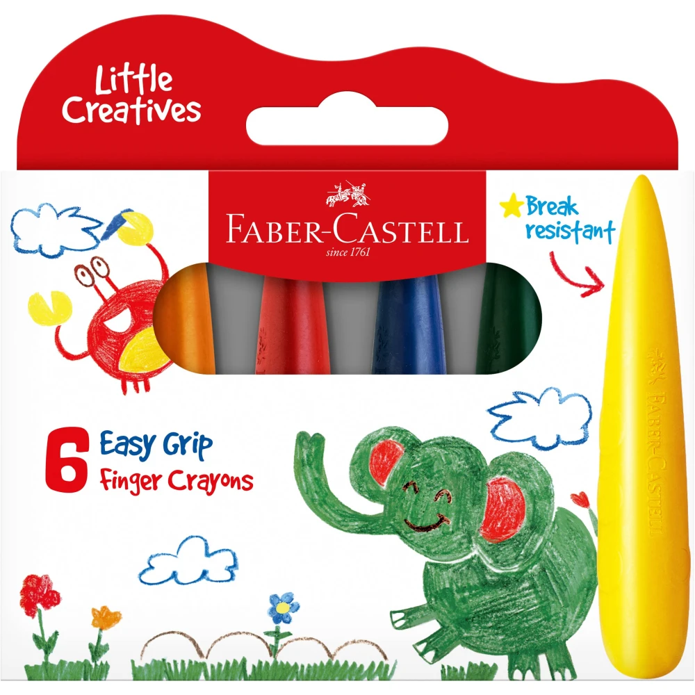 Faber‑Castell Easy Grip Finger Wax Crayons (6 pc)