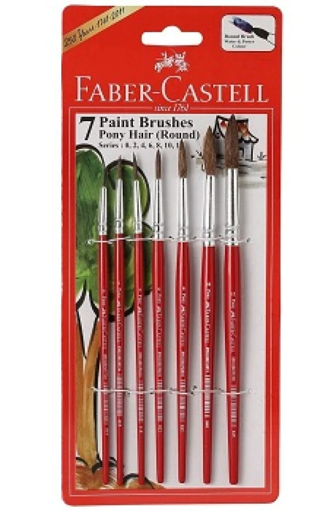 Faber-Castell Round Paint Brush Pony Hair - Set of 7