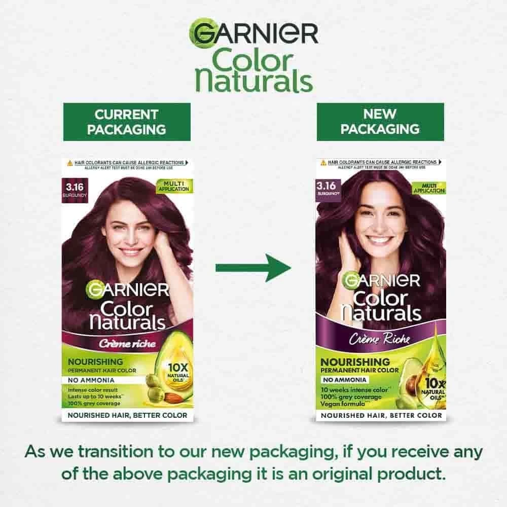 Garnier Color Naturals Shade 3.16 Burgundy Hair Color 70ml+60g