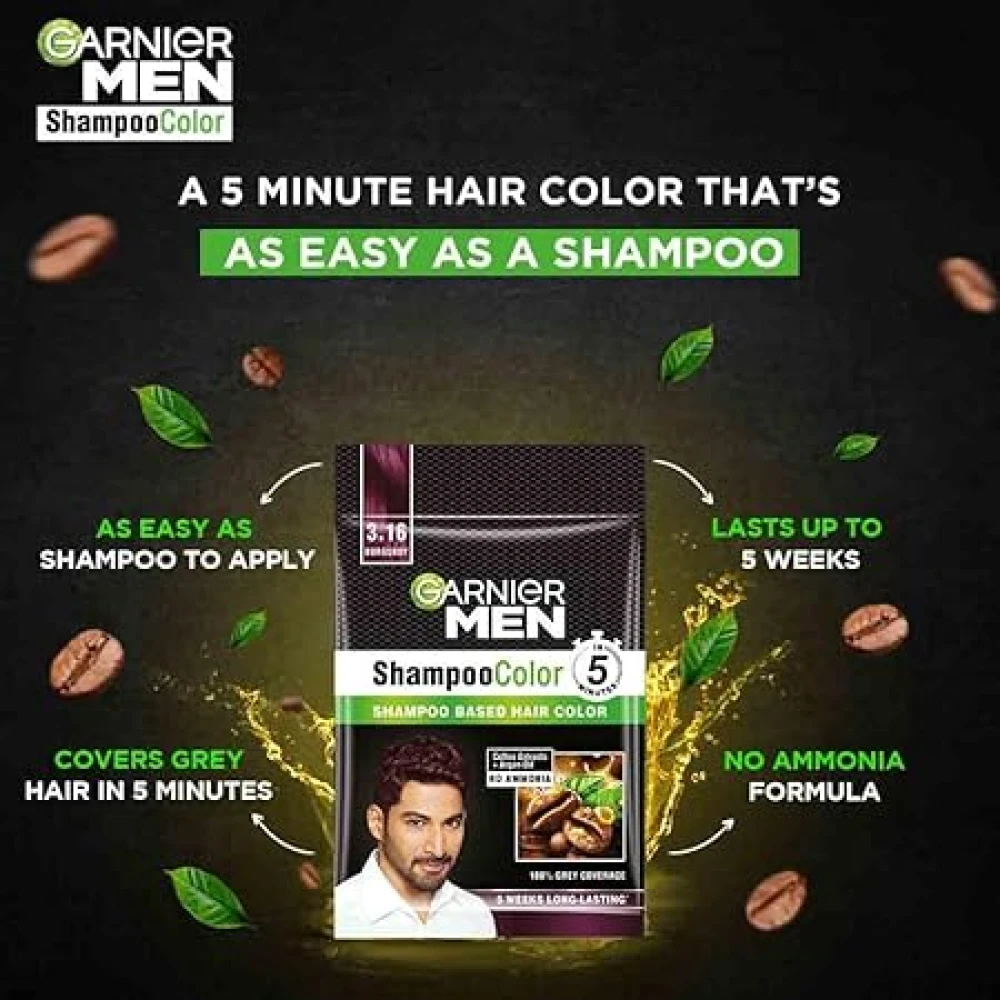 Garnier Men Shampoo Color Shade 3.16 Burgundy 20gm
