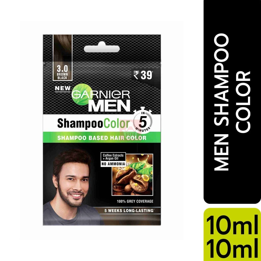 Garnier Men Shampoo Colour Brown Black 10ml+10ml