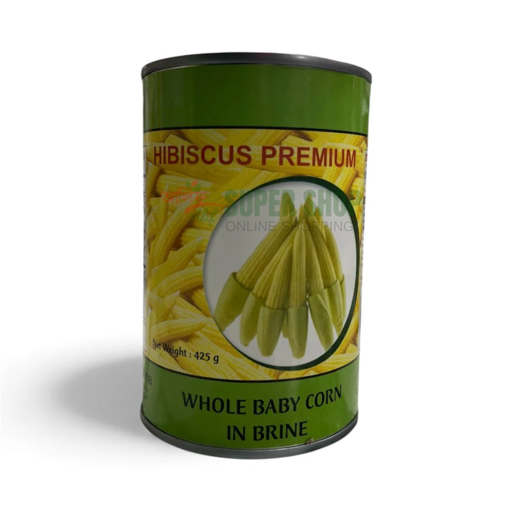 Hibiscus Premium Whole Baby Corn In Brine Can 425 gm
