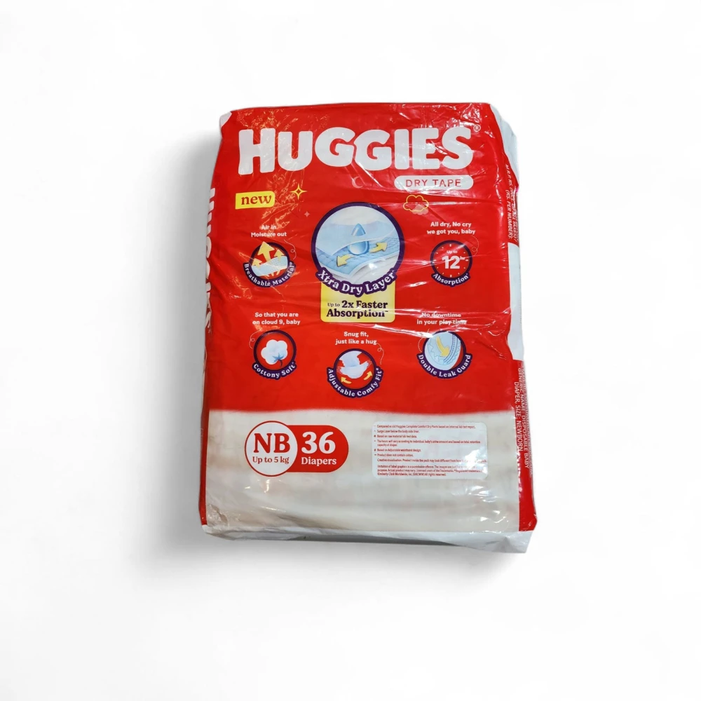Huggies Dry Tape Diaper NB-36 Up To 5Kg
