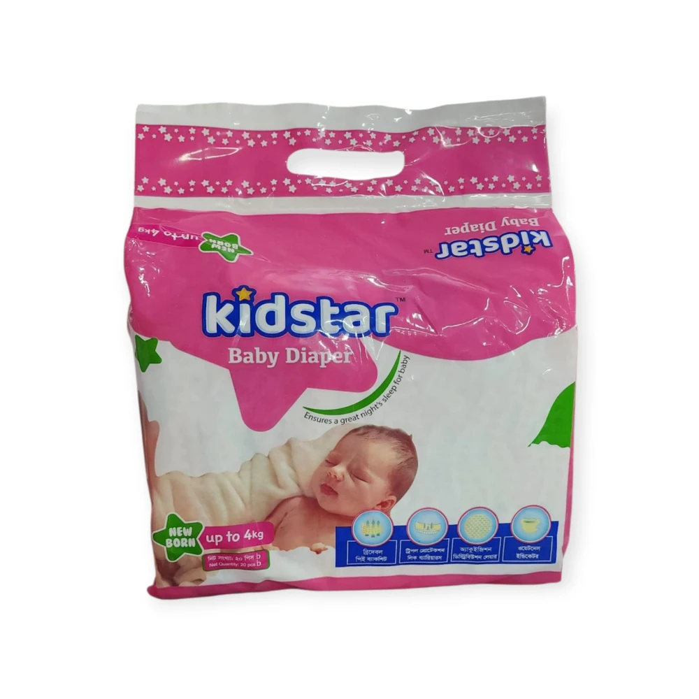 Kidstar Baby Diaper New Born ( up to 4kg) 20pcs