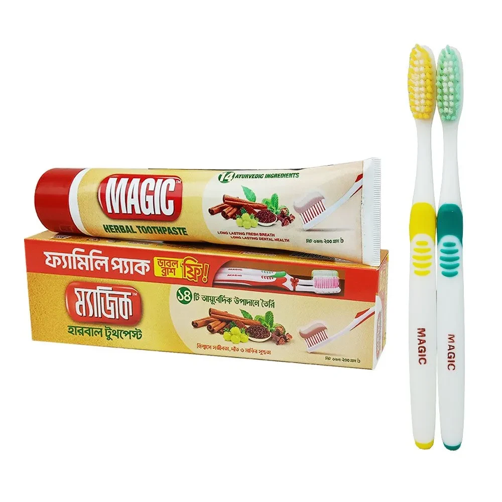 Magic Herbal Toothpaste 200g Toothbrush Free 2 pcs