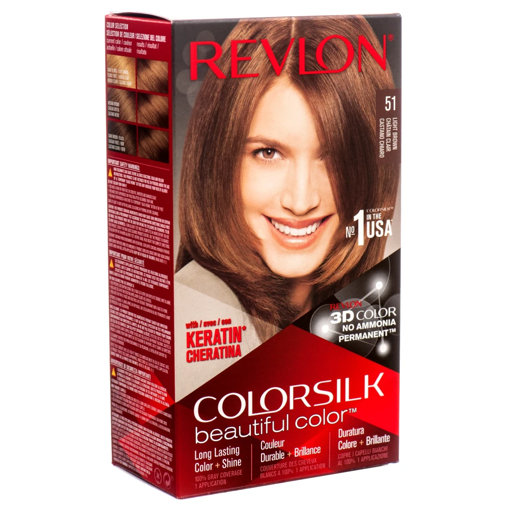 Revlon Colorsilk Beautiful 3D Color Hair Dye 51 Light Brown 12 PACK