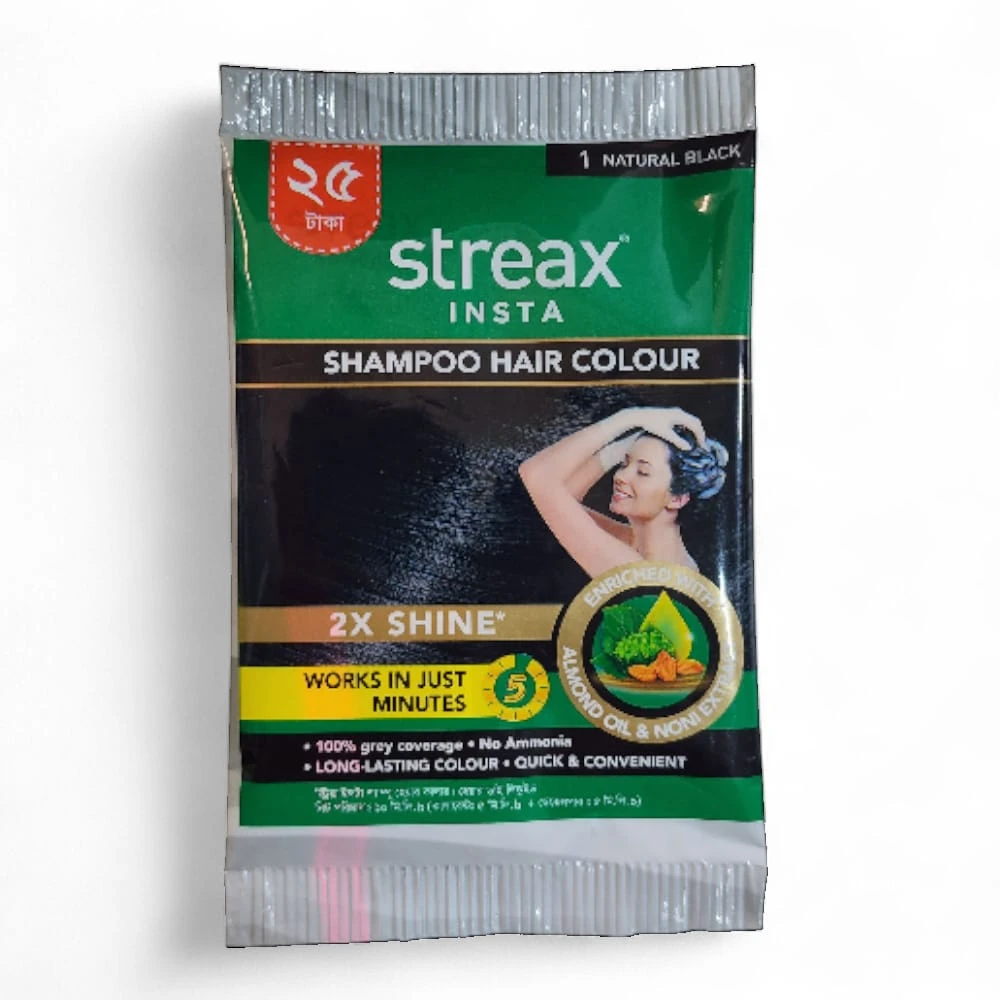 Streax 1 Natural Black Shampoo Hair Colour 10ml