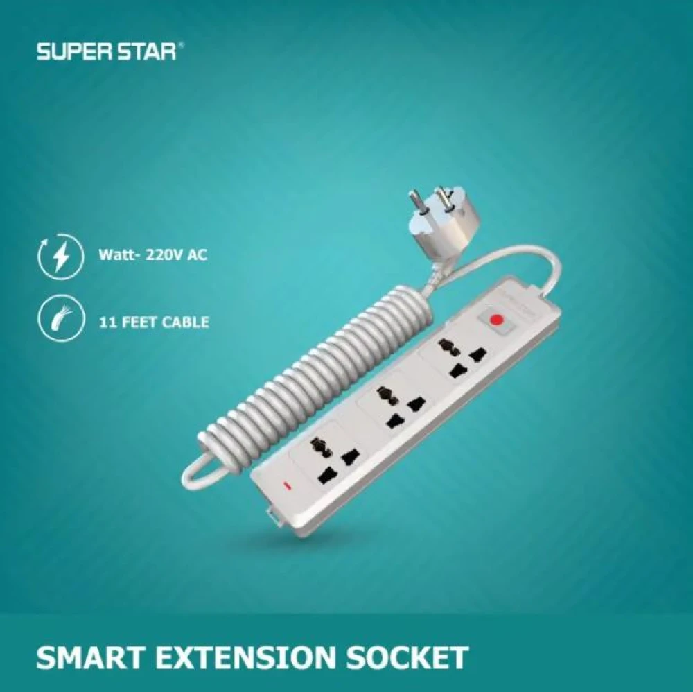 Super Star Evo Extension Socket 3 Outlets