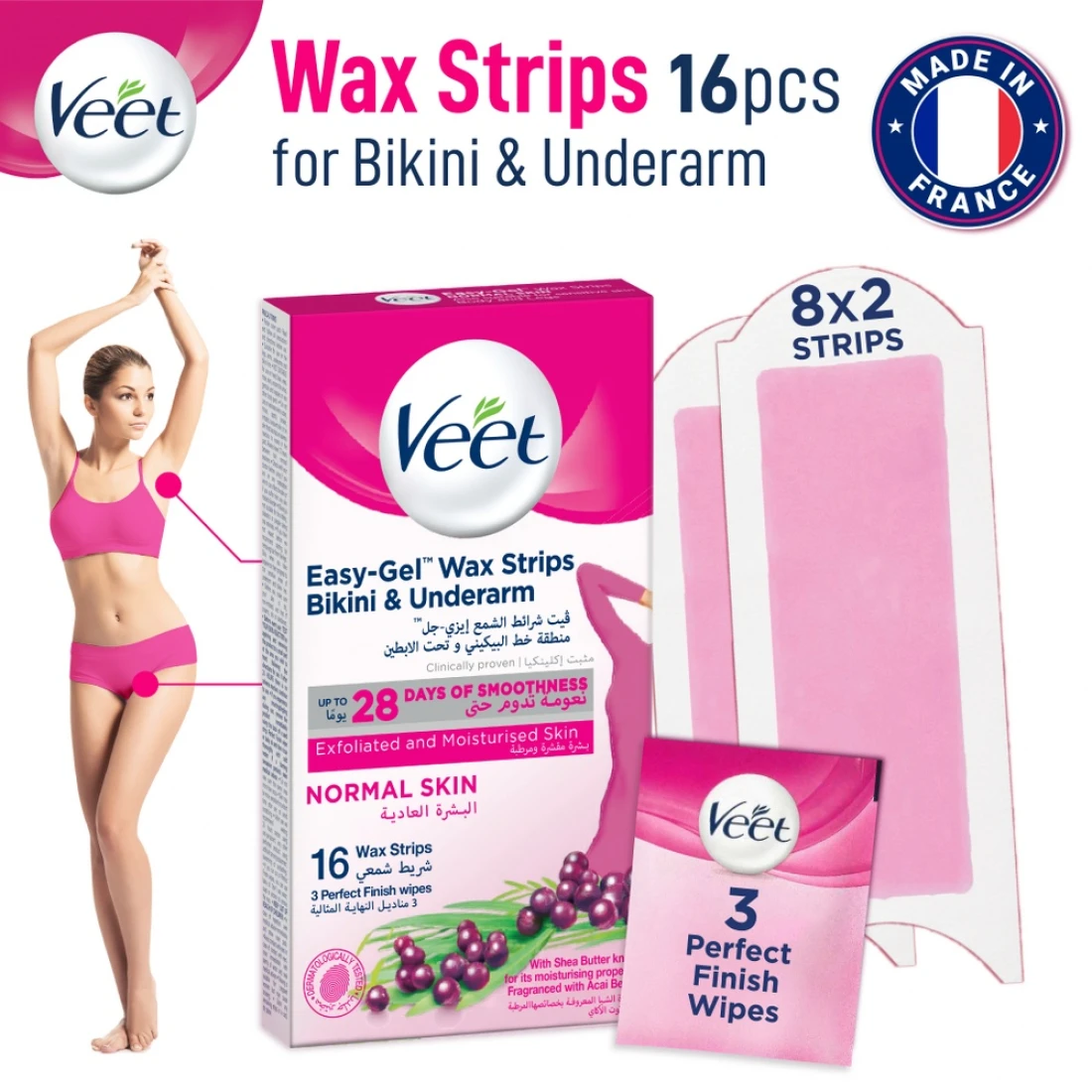 Veet Wax Strips For Normal Skin 16pcs